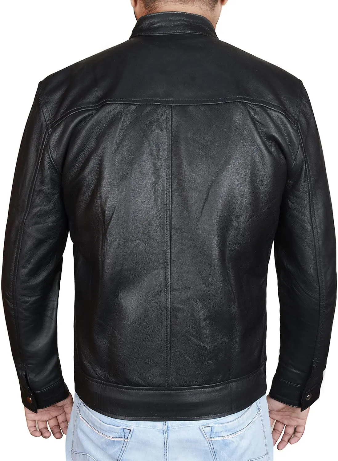 Mens Vintage Motorcycle Red Stripes Mayhem Black Biker Leather Jacket