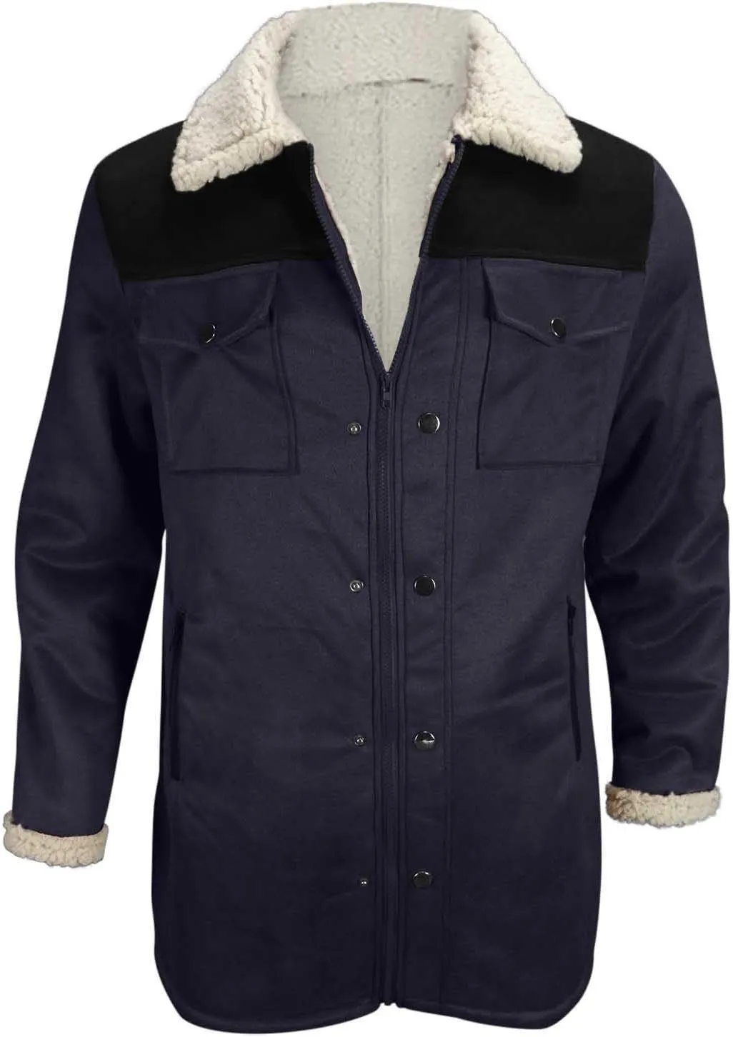 Mens Winter Coats Vintage Suede Patchwork Lamb Fleece Long Jacket Trucker Warm Casual Coat Loose Thick Trench Coat