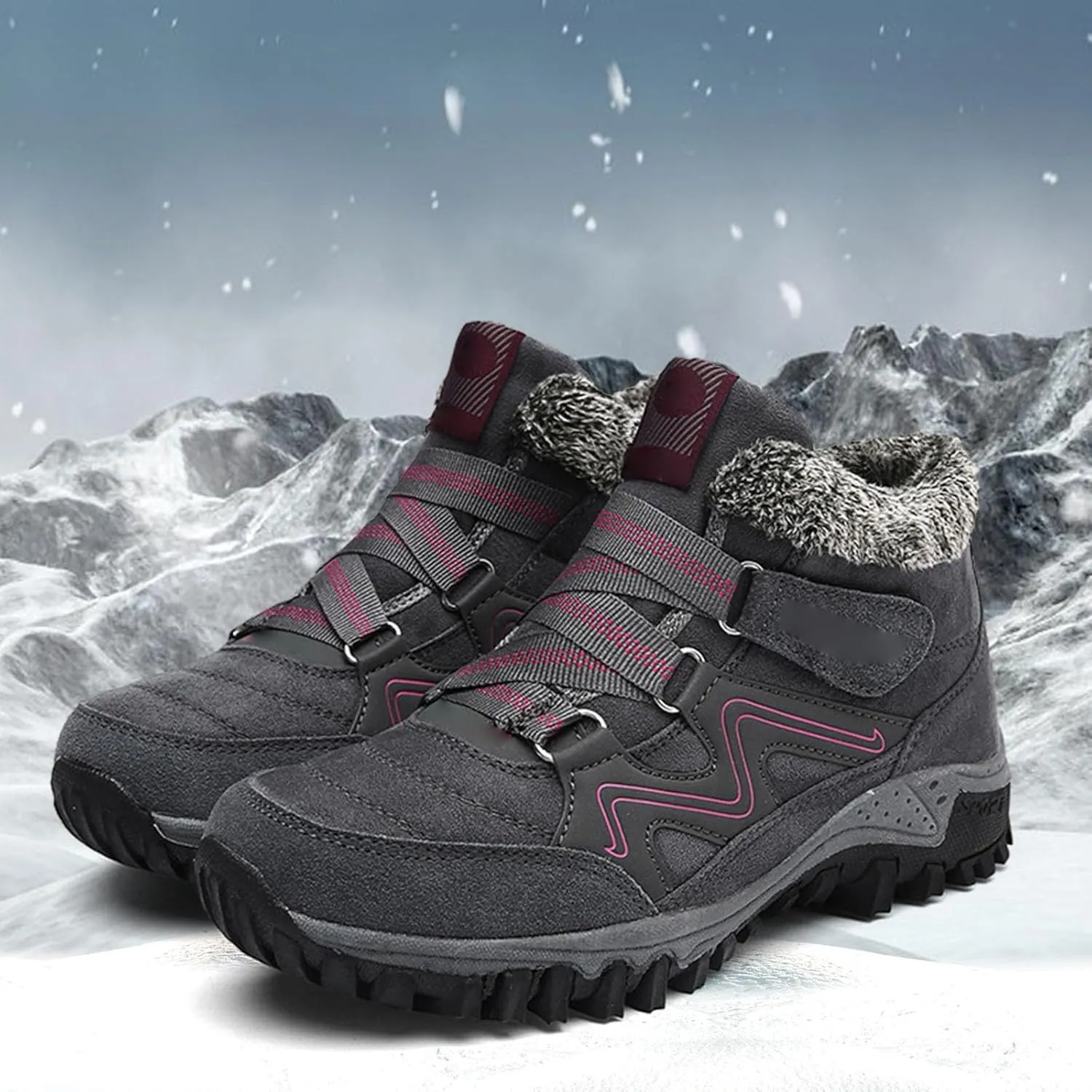 Men's Work Boots Soft Toe Hiking Sneakers Comfortable Warm Safety Shoes for Women Winter Wide Outdoor Shoes Slip on Loafers Hike Grounded Footwear