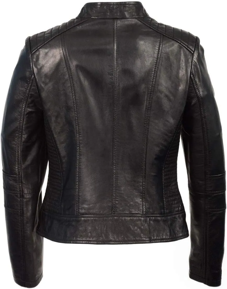 Milwaukee Leather Women's Zip Front Stand Up Collar Black Leather Jacket SFL2860