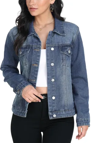 MISS MOLY Women's Denim Jackets Button Up Long Sleeve Basic Trendy Trucker Jackets