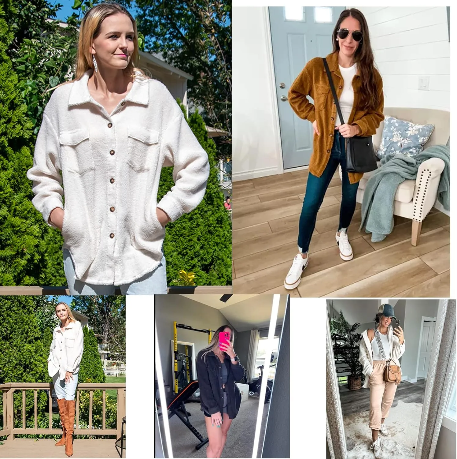 MISSKY Fleece Jacket Long Sleeve Button Casual Sherpa Jacket Coat Fall Teddy Bear Outwear with Pockets