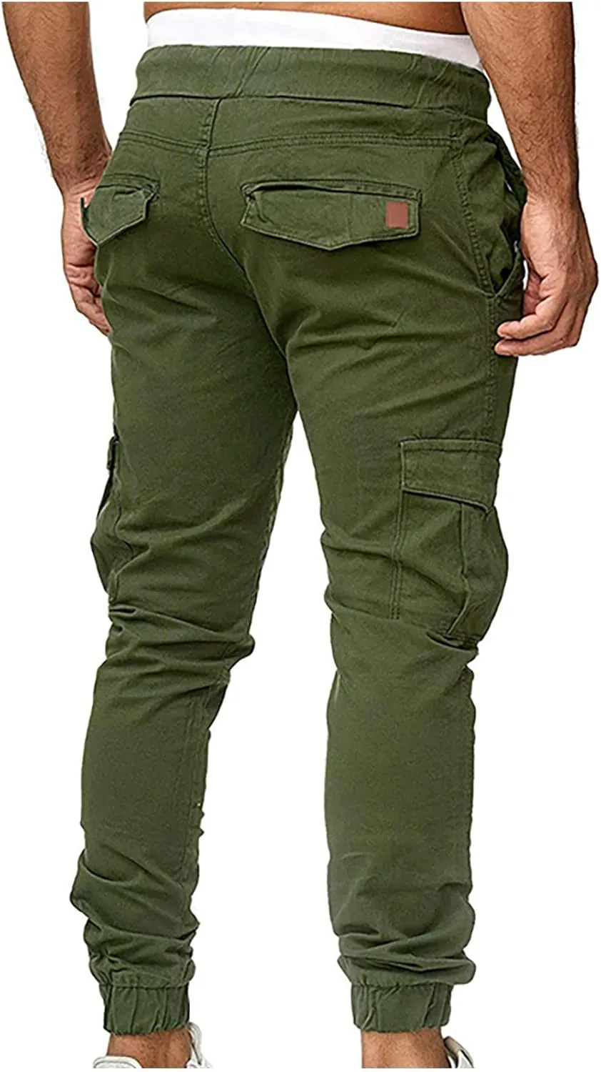 Muscularfit Mens Pants Khaki Slim Fit Drawstring Elastic Waist Loose Trouser Jogger Athletic Slacks Tapered Casual Sweatpants