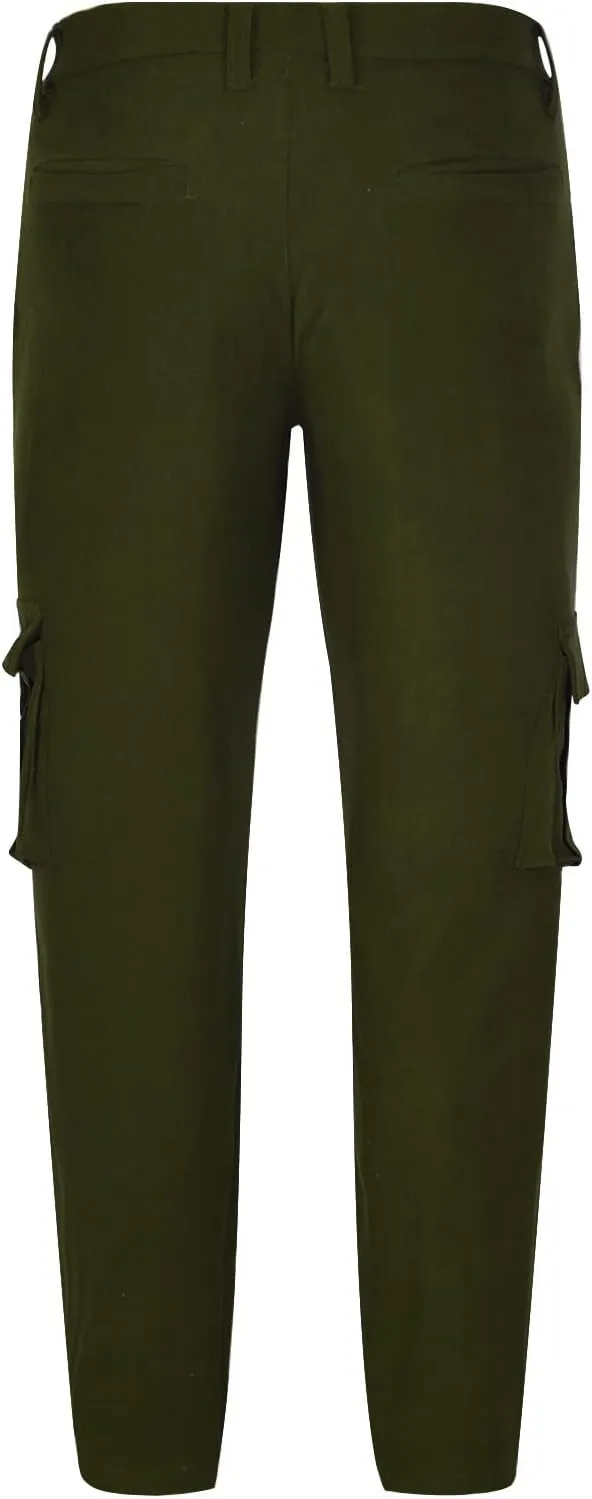 Muscularfit Tactical Pants for Men Stretch Casual Corduroy Multi Pockets Cargo Pants Big and Tall Button Zipper Outdoor Pant