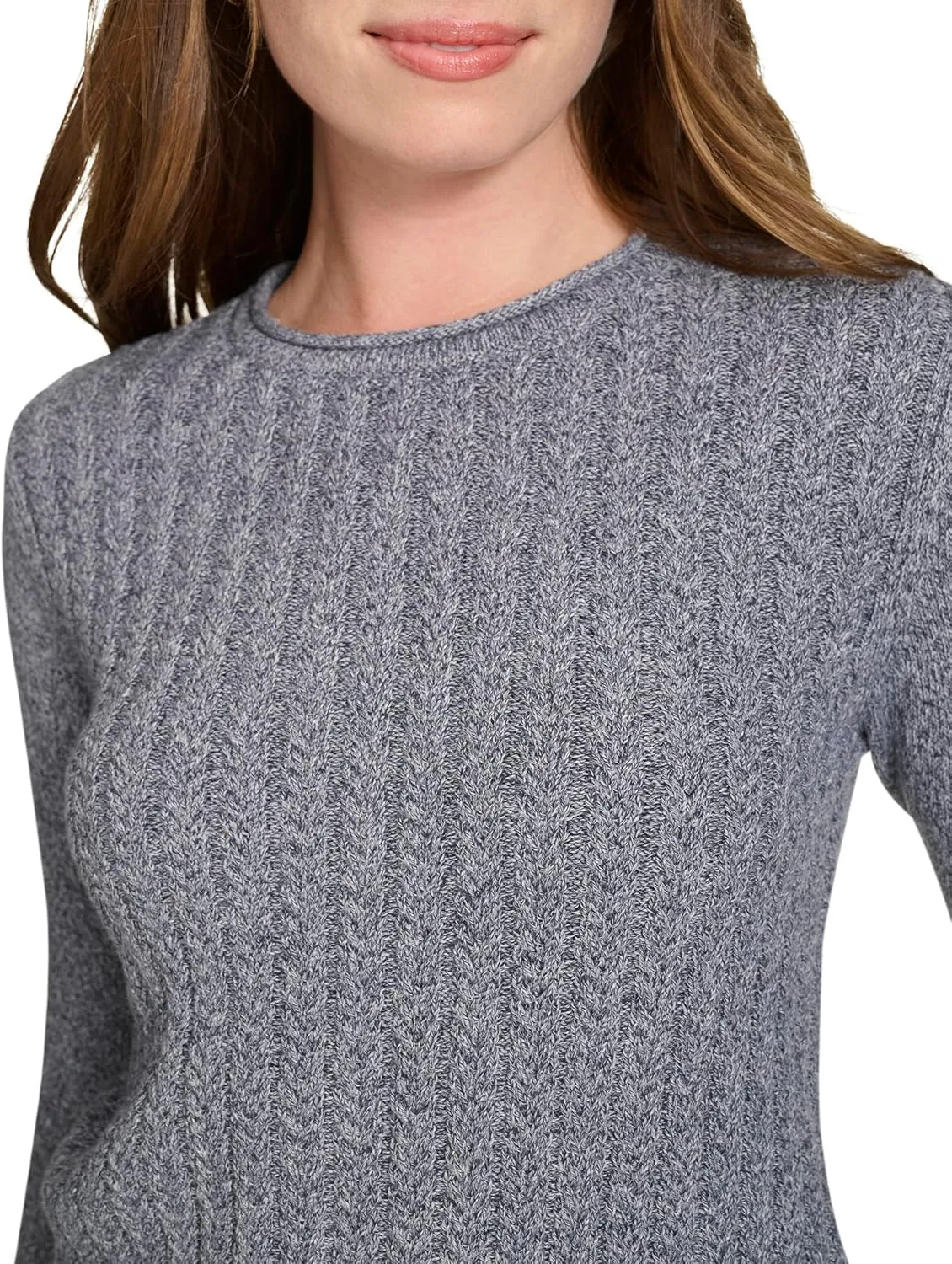Nautica Women's Crewneck Pullover Cable Long Sleeve