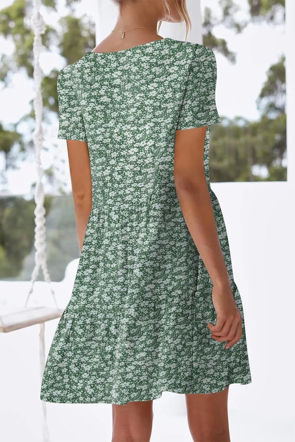 nclook Womens 2025 Summer Casual Dress Crew-Neck Short Sleeve Mini Dress with Pockets