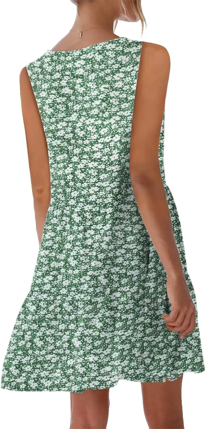 nclook Womens 2025 Summer Casual Dress Sweet Cute V Neck Sleeveless Mini Dresses with Pockets