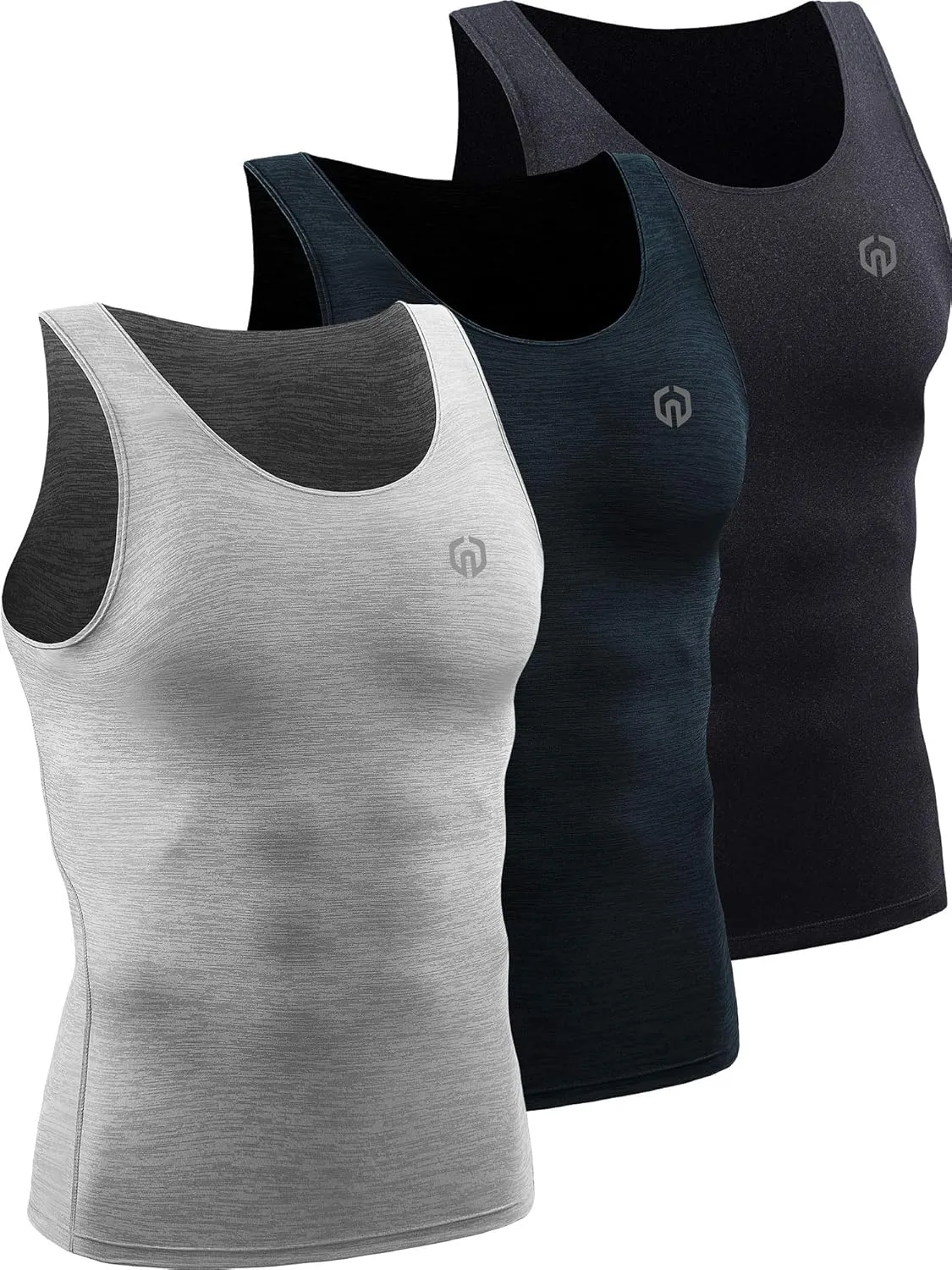 NELEUS Men's 3 Pack Dry Fit Compression Tank Top