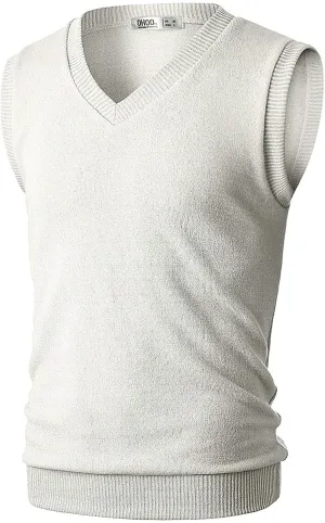 Ohoo Men's Cotton Blended Slim Fit Sweater Vest Knit V-Neck Sleeveless Pullover Sweater
