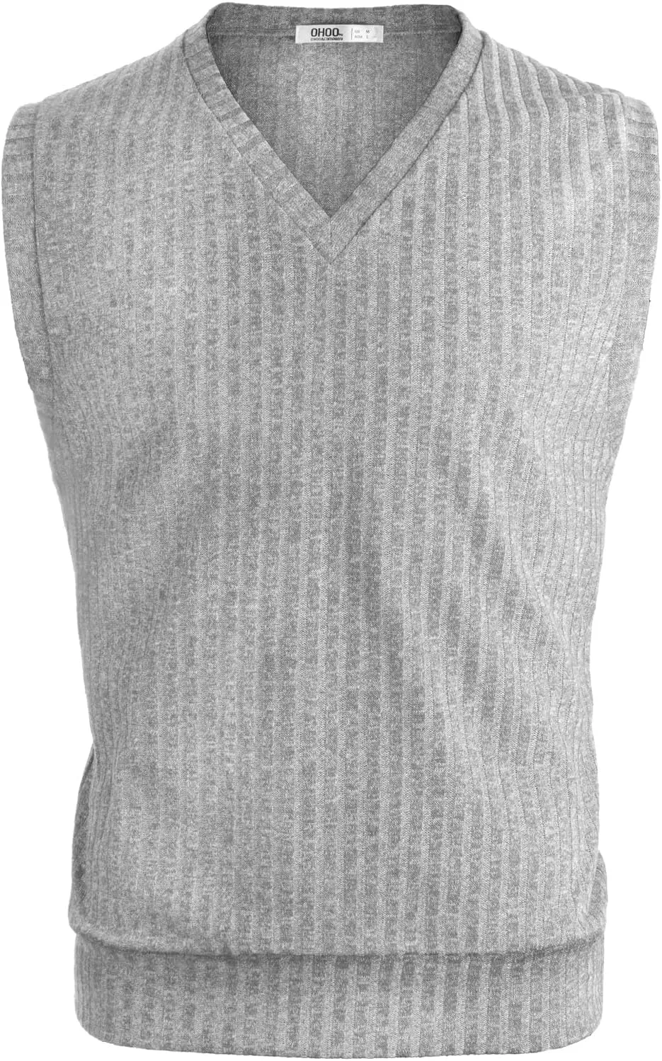 Ohoo Men's Cotton Blended Slim Fit Sweater Vest Knit V-Neck Sleeveless Pullover Sweater