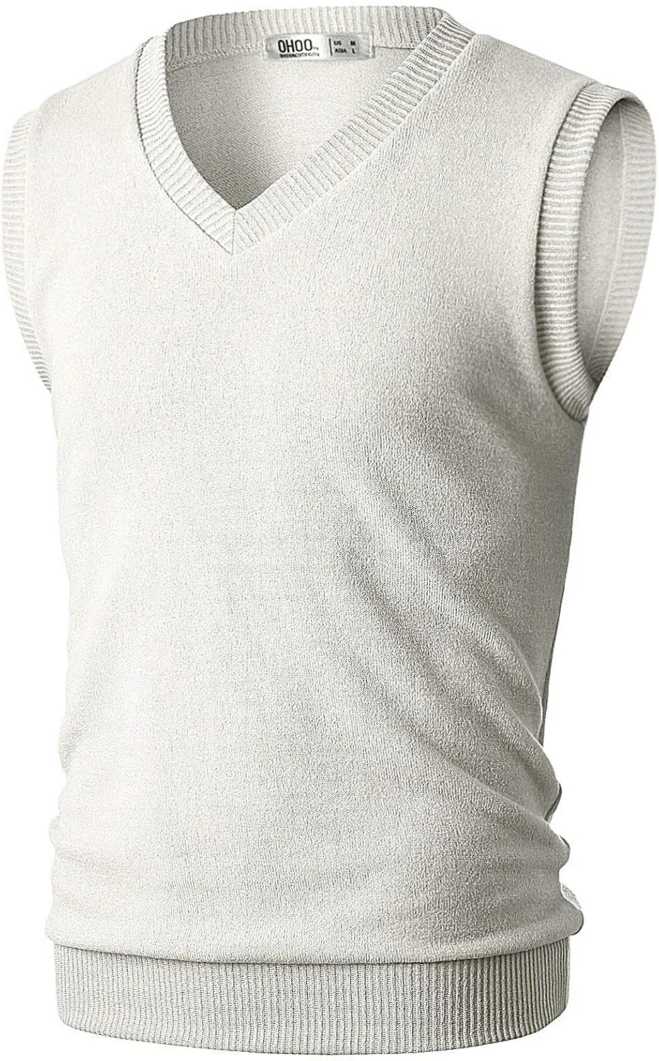 Ohoo Men's Cotton Blended Slim Fit Sweater Vest Knit V-Neck Sleeveless Pullover Sweater