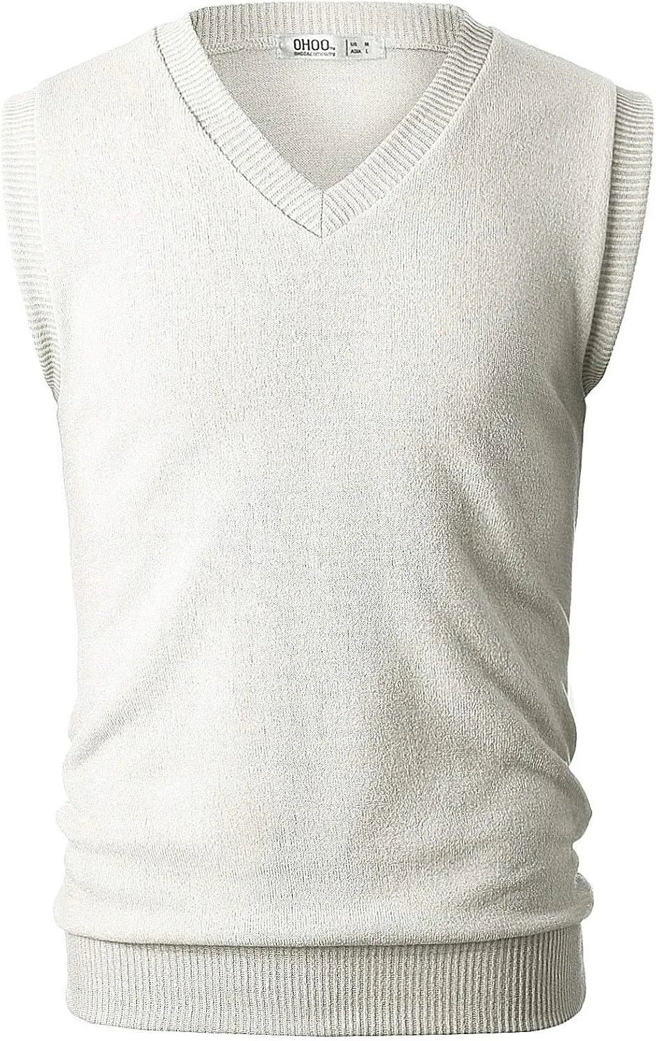 Ohoo Men's Cotton Blended Slim Fit Sweater Vest Knit V-Neck Sleeveless Pullover Sweater