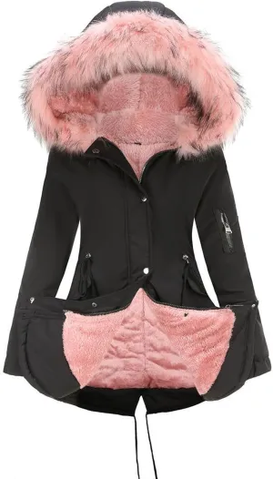 PETYCZEN Parka Jacket Women Winter Thicken Warm Faux Fur Coats Plus Size Windbreaker Puffer Snow Jackets Overcoat with Hood