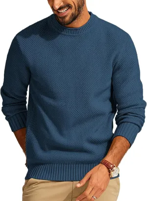PJ PAUL JONES Men's Crewneck Pullover Sweater Casual Thick Weave Textured Sweaters