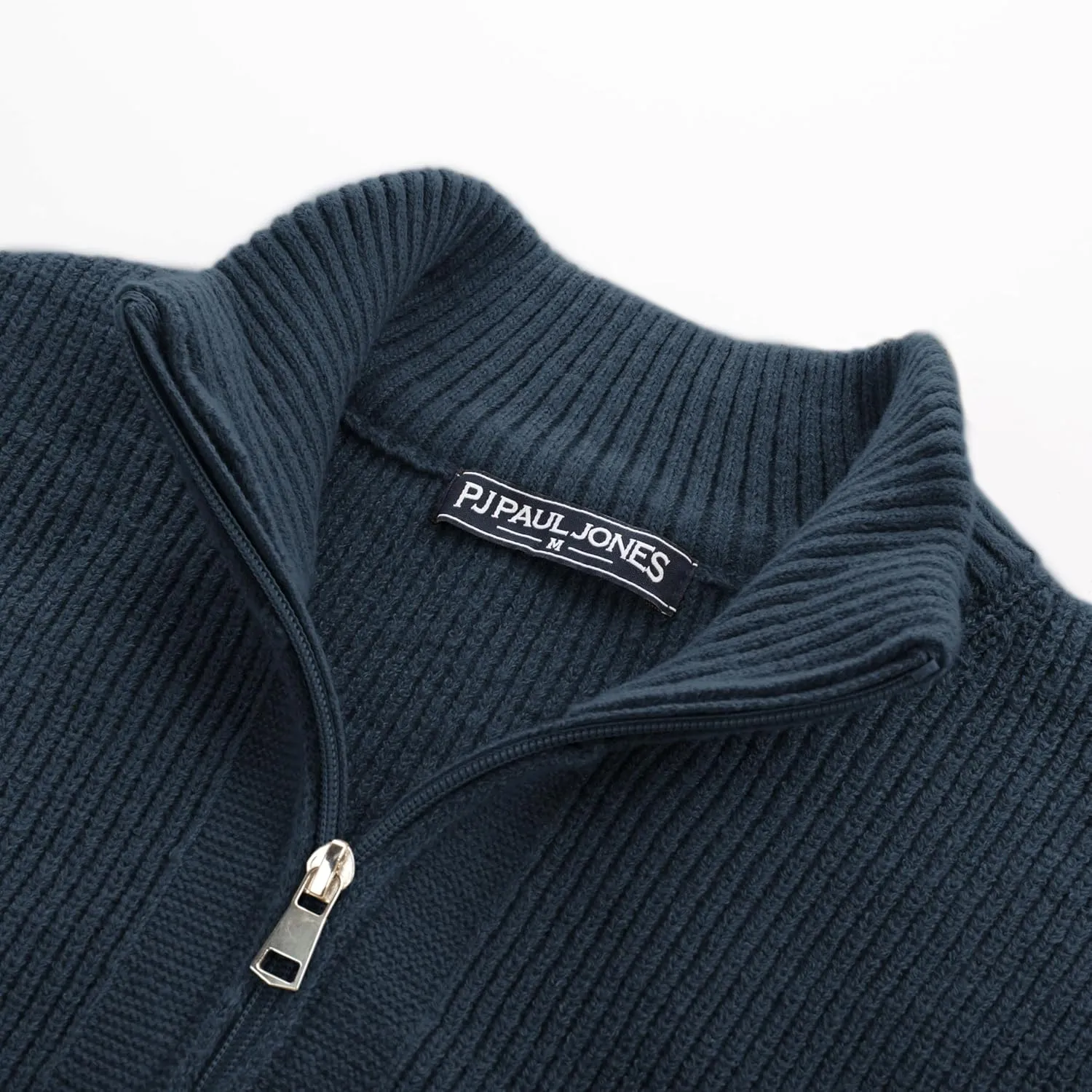 PJ PAUL JONES Mens Full Zip Cardigan Sweater Casual Ribbed Knitted Sweater for Men