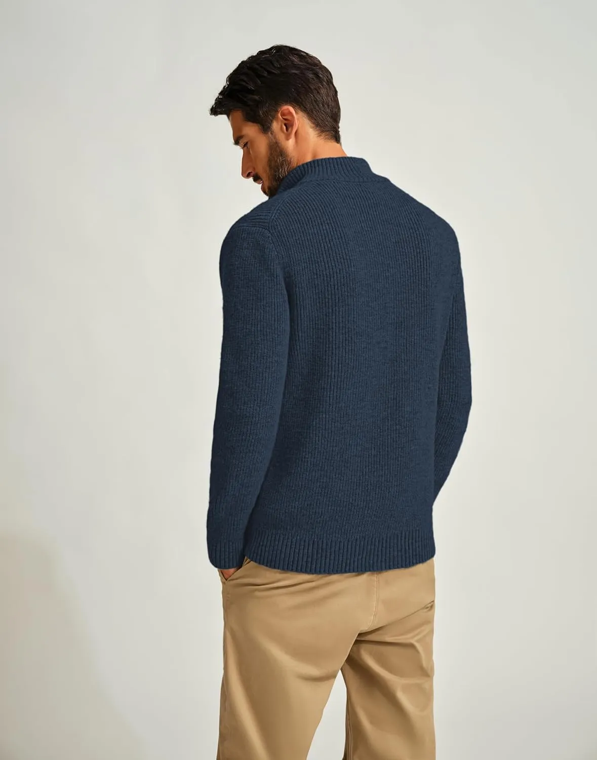 PJ PAUL JONES Mens Full Zip Cardigan Sweater Casual Ribbed Knitted Sweater for Men