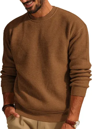PJ PAUL JONES Mens Sweater Crewneck Knit Sweaters Casual Waffle Pullover Sweater for Men