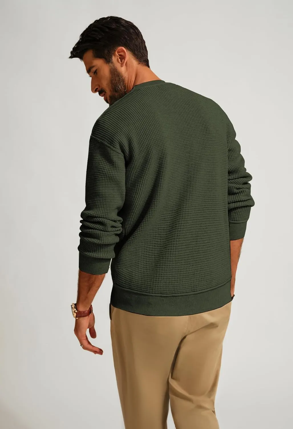 PJ PAUL JONES Mens Sweater Crewneck Knit Sweaters Casual Waffle Pullover Sweater for Men