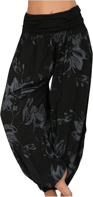 Plus Size Pants for Women 2023 Paisley Floral Print High Waist Harem Pants Casual Vintage Loose Fit Trouser Pants