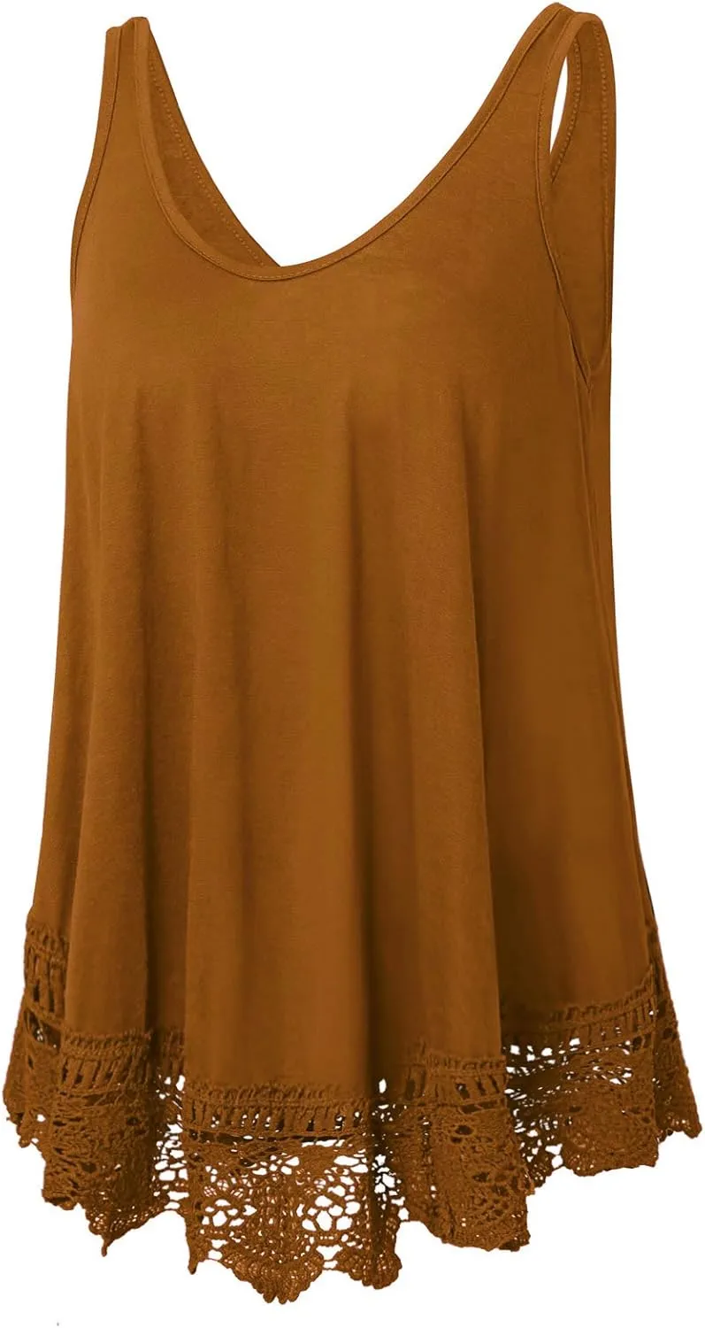 Plus Size Swing Lace Flowy Tank Top for Women