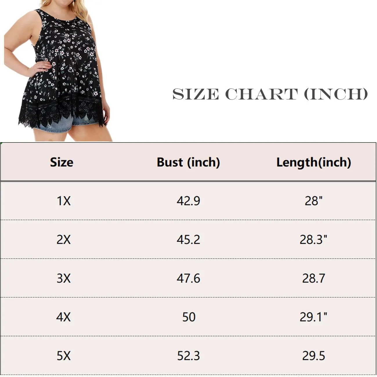 Plus Size Swing Lace Flowy Tank Top for Women