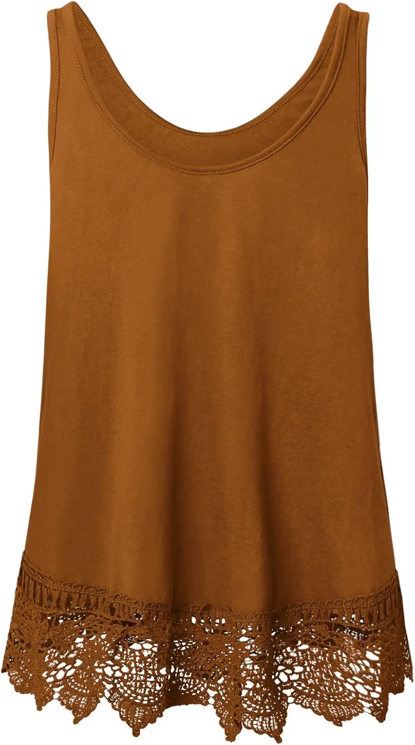 Plus Size Swing Lace Flowy Tank Top for Women