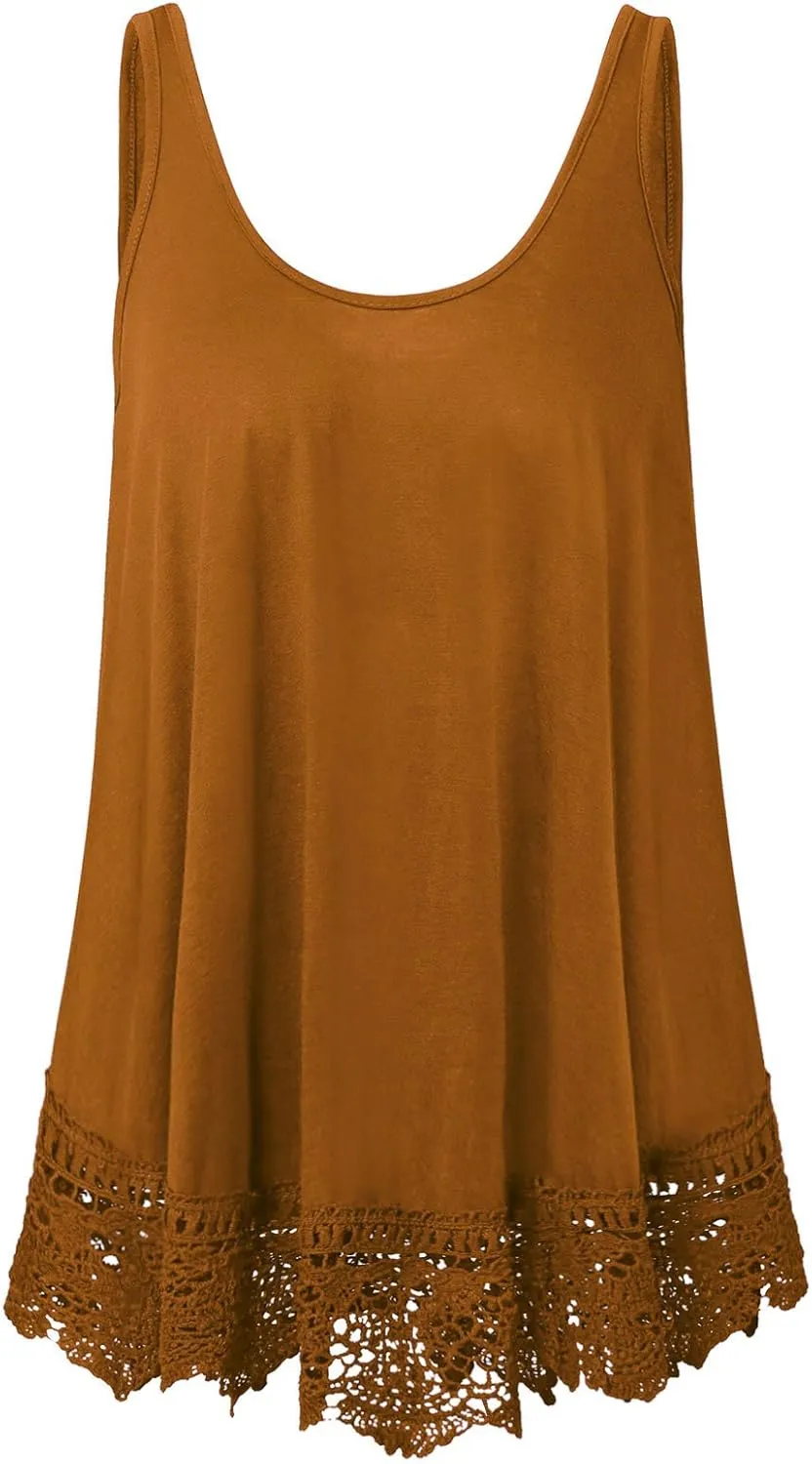 Plus Size Swing Lace Flowy Tank Top for Women