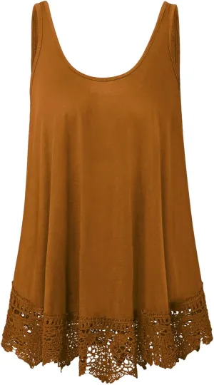 Plus Size Swing Lace Flowy Tank Top for Women