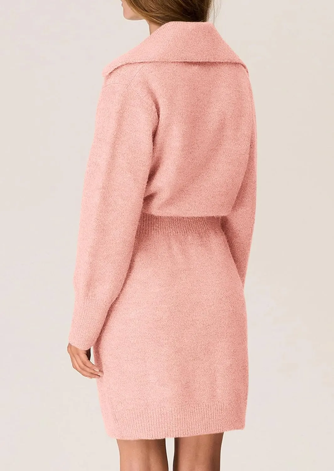 PRETTYGARDEN Sweater Dresses for Women 2025 Trendy Long Sleeve Button Down Short Spring Dress