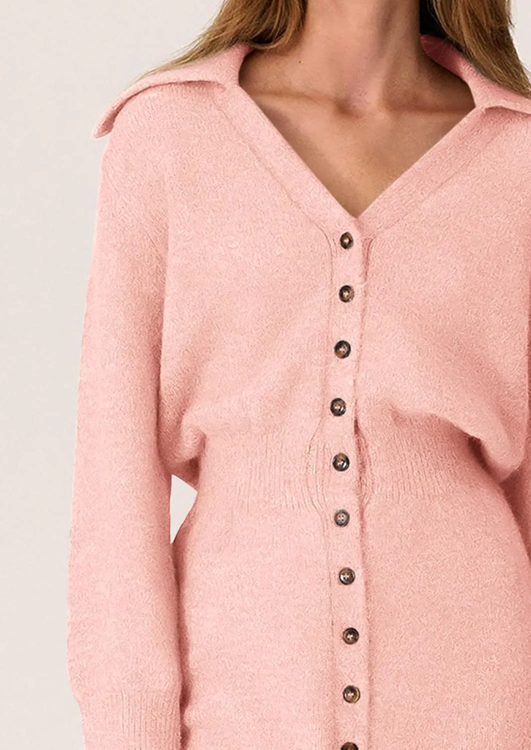 PRETTYGARDEN Sweater Dresses for Women 2025 Trendy Long Sleeve Button Down Short Spring Dress