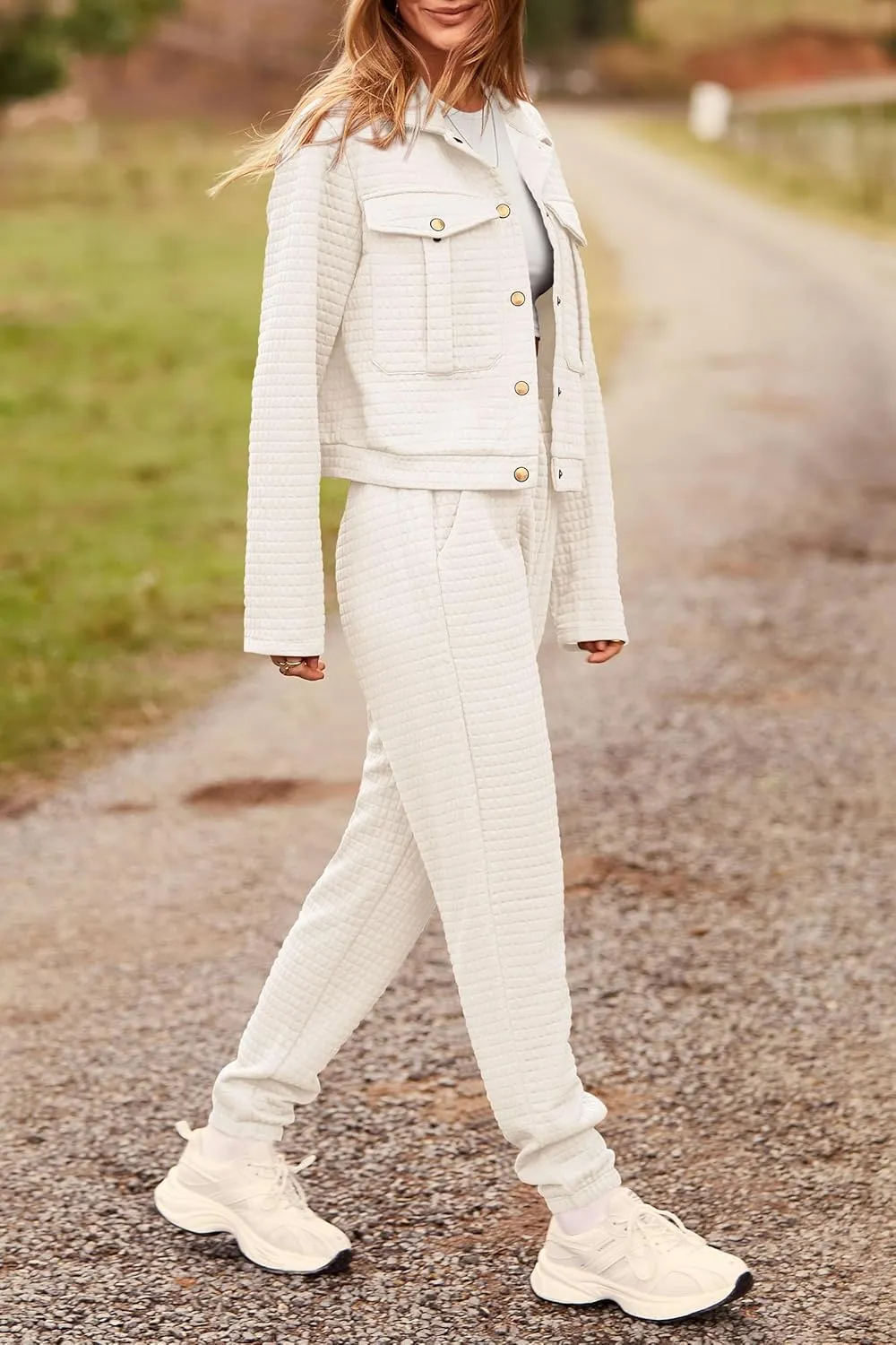 PRETTYGARDEN Womens 2025 Winter 2 Piece Outfit Tracksuit Long Sleeve Button Down Shacket Jacket Pockets Long Pants Casual Set
