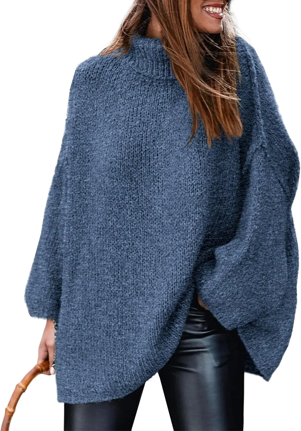 PRETTYGARDEN Women's Winter Turtleneck Oversized Sweaters Long Sleeve Chunky Knit Slouchy Pullover Sweater Tops