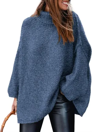 PRETTYGARDEN Women's Winter Turtleneck Oversized Sweaters Long Sleeve Chunky Knit Slouchy Pullover Sweater Tops