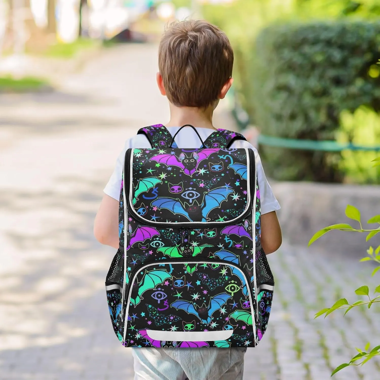 Psychedelic Bats Backpack 16 Inch Stylish Casual Rucksack Daypacks, College School Student Laptop Backpack