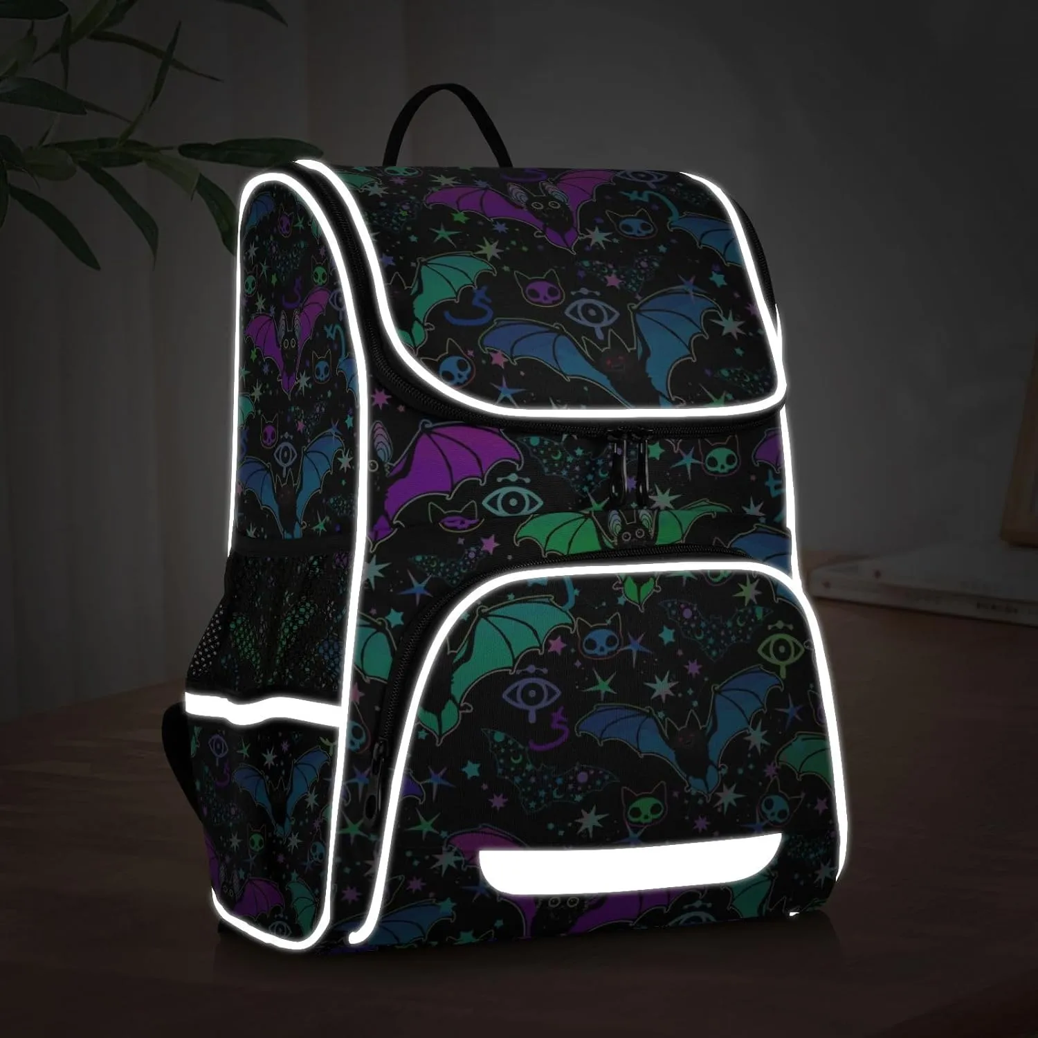 Psychedelic Bats Backpack 16 Inch Stylish Casual Rucksack Daypacks, College School Student Laptop Backpack
