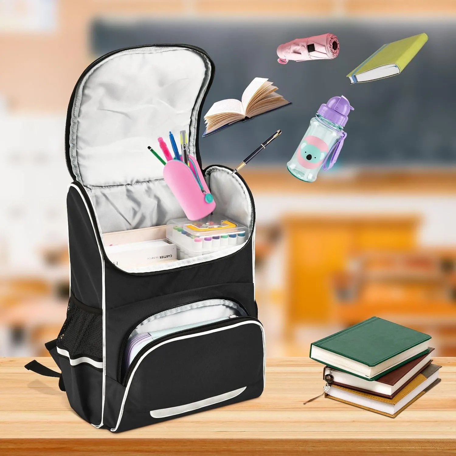 Psychedelic Bats Backpack 16 Inch Stylish Casual Rucksack Daypacks, College School Student Laptop Backpack