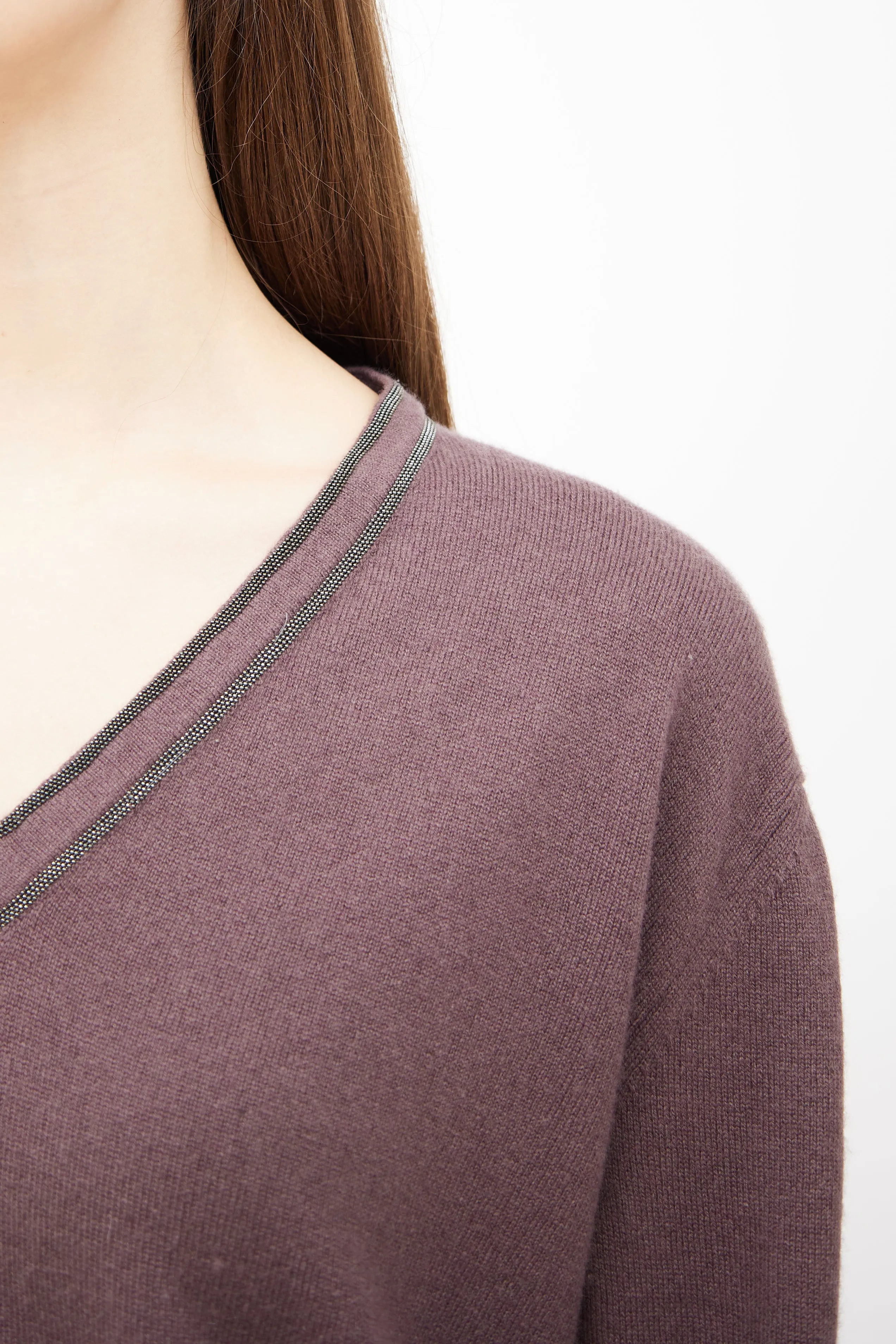Purple Monilli V Neck Sweater