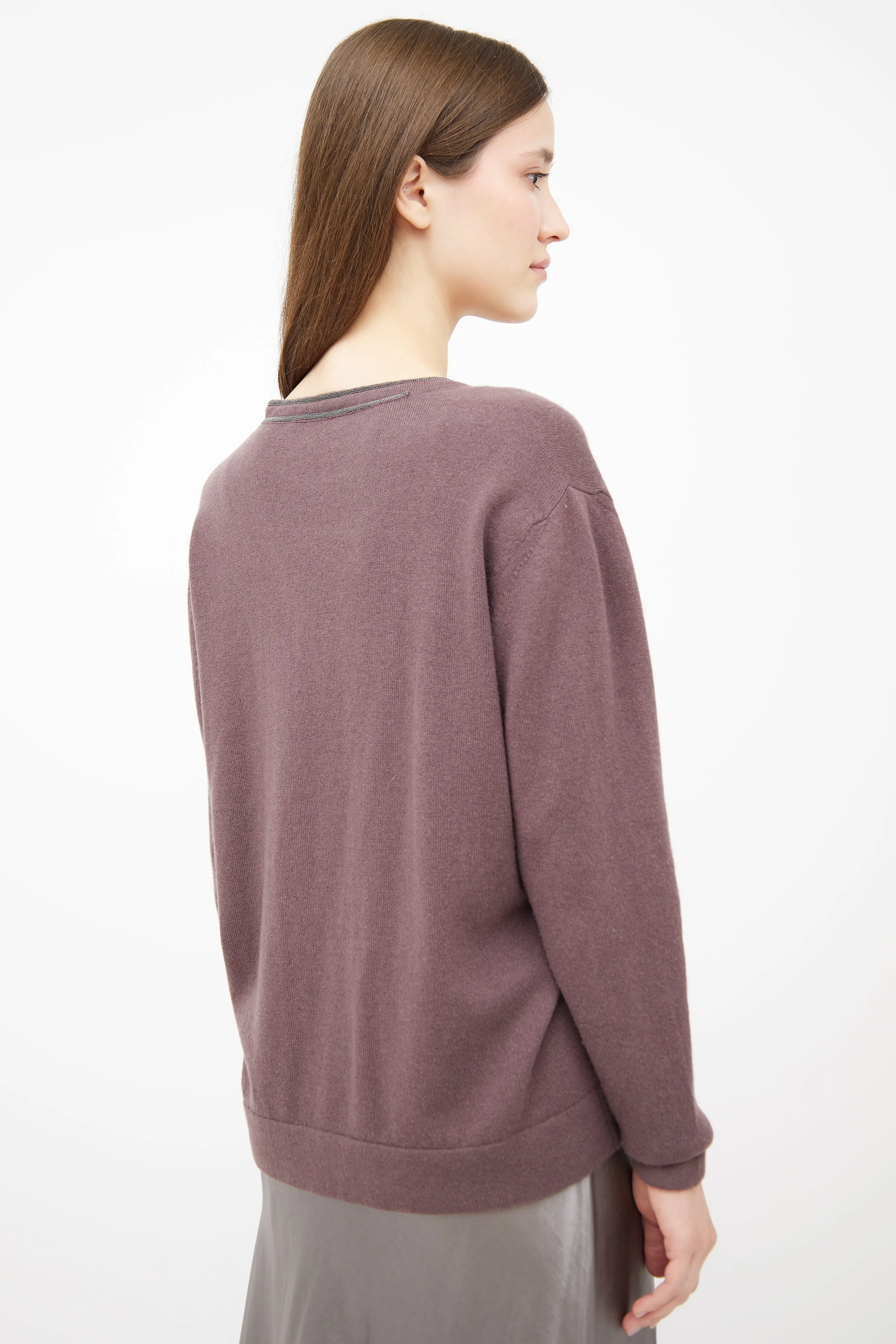 Purple Monilli V Neck Sweater