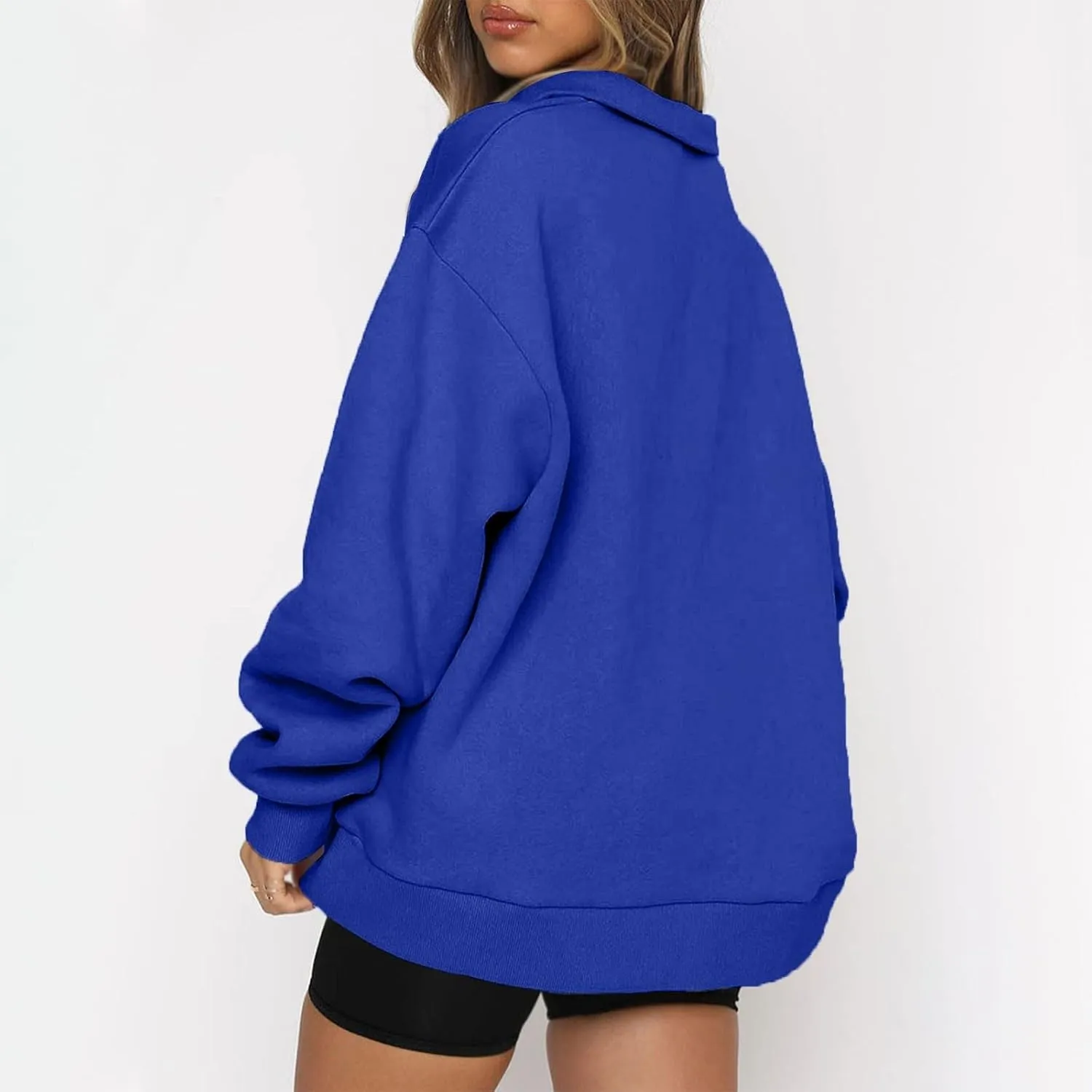 Quarter Zip Pullover for Women Fall Drop Shoulder Sweaters Casual Sweatshirt Half Zip Blouses Long Sleeve Y2k Clothes