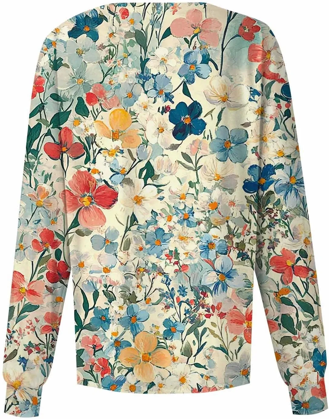 Scrub Jacket for Women Stretchy Patterned Long Sleeve Scrubs Uniforms Button Down Nursing Shirt with Pockets 5xl