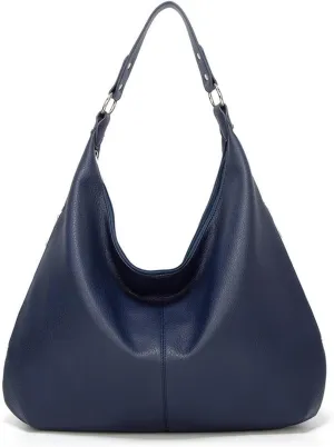 Shoulder Bag Vintage Patchwork PU Leather Hobo Bag for Women Stylish Casual Shoulder Handbag(Blue)