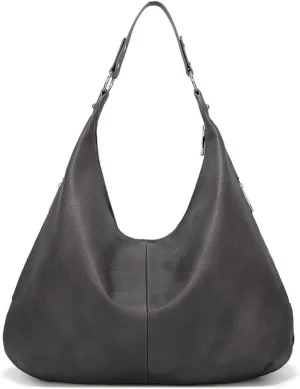 Shoulder Bag Vintage Patchwork PU Leather Hobo Bag for Women Stylish Casual Shoulder Handbag(Gray)