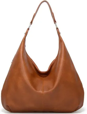 Shoulder Bag Vintage Patchwork PU Leather Hobo Bag for Women Stylish Casual Shoulder Handbag(Orange)
