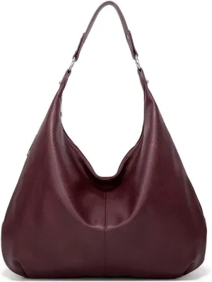 Shoulder Bag Vintage Patchwork PU Leather Hobo Bag for Women Stylish Casual Shoulder Handbag(Red)
