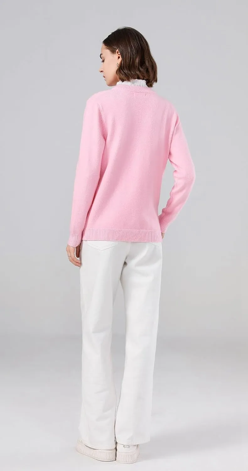 SMILING PINKER Women Cardigan Sweater Button Down Crew Neck Ribbed Knit Sweater with Pockets