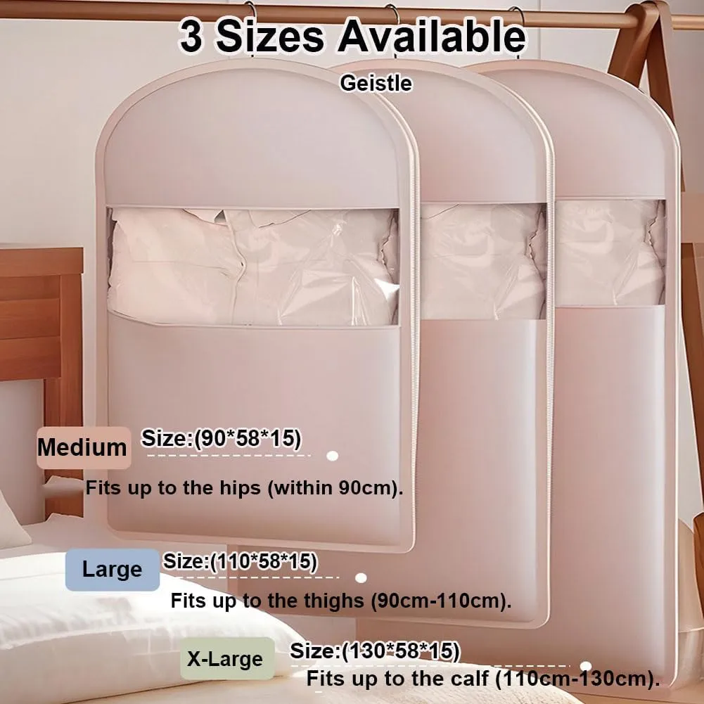 Space Saving Hanging Garment Bag with Self Compression Zipper, 2025 Space Saver Closet Organizersf or Hanging Clothes Compression (Pink, X-Large)