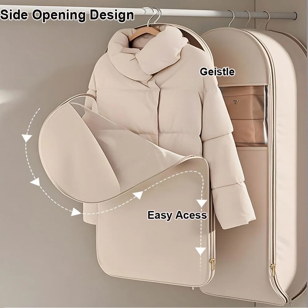 Space Saving Hanging Garment Bag with Self Compression Zipper, 2025 Space Saver Closet Organizersf or Hanging Clothes Compression (Pink, X-Large)