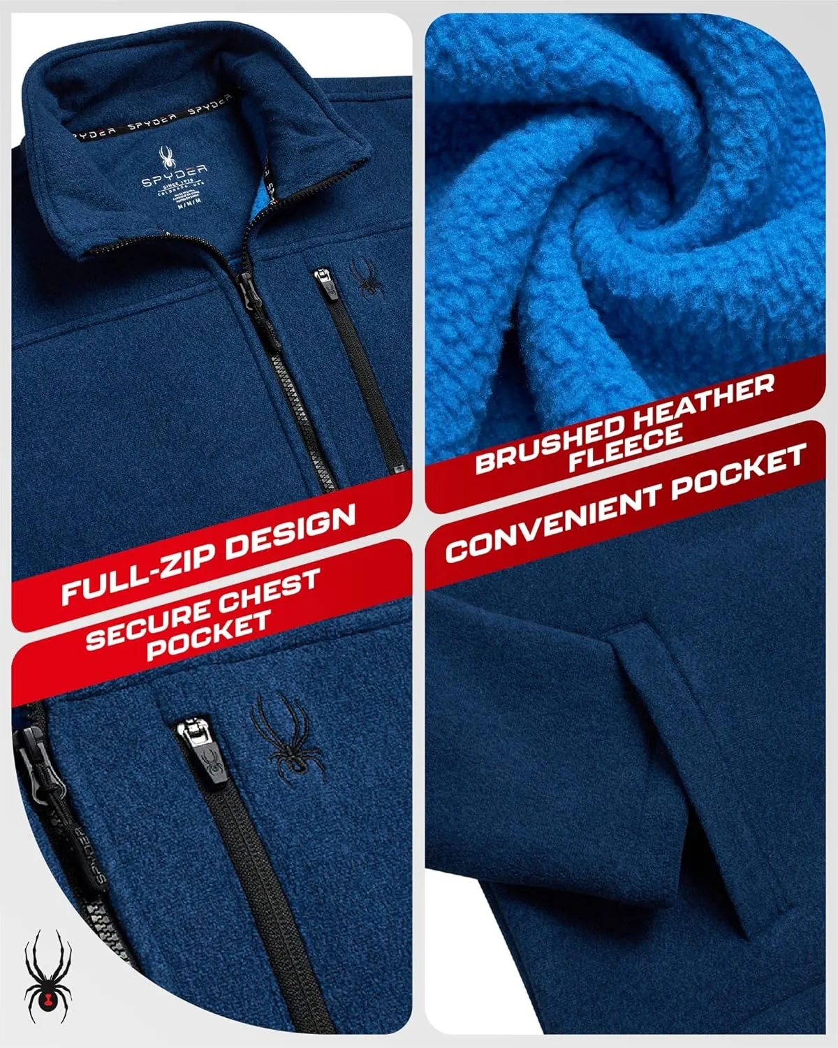 Spyder Mens Fleece Jacket - Soft and Warm Sherpa Bonded Full Zip Up Midweight Outerwear Jackets for Men with UPF30  (S-XXL)