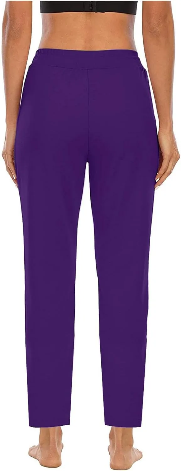 Straight Leg Pants for Women Casual Elastic Waist Drawstring Yoga Pants with Pockets Workout Running Sweatpants