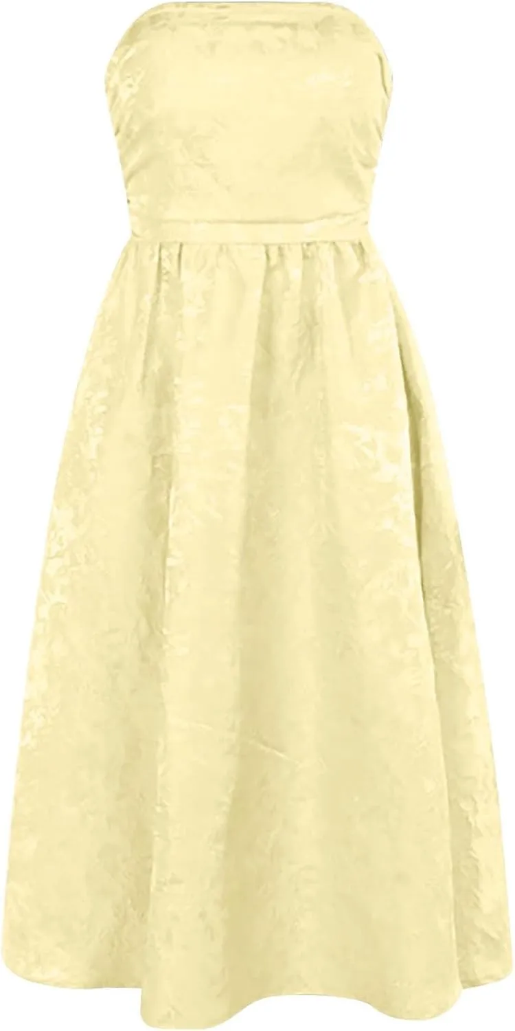 Summer Strapless Floral Homecoming Dresses with Pocket Corset A Line Midi Cocktail Plus Size Dresses for